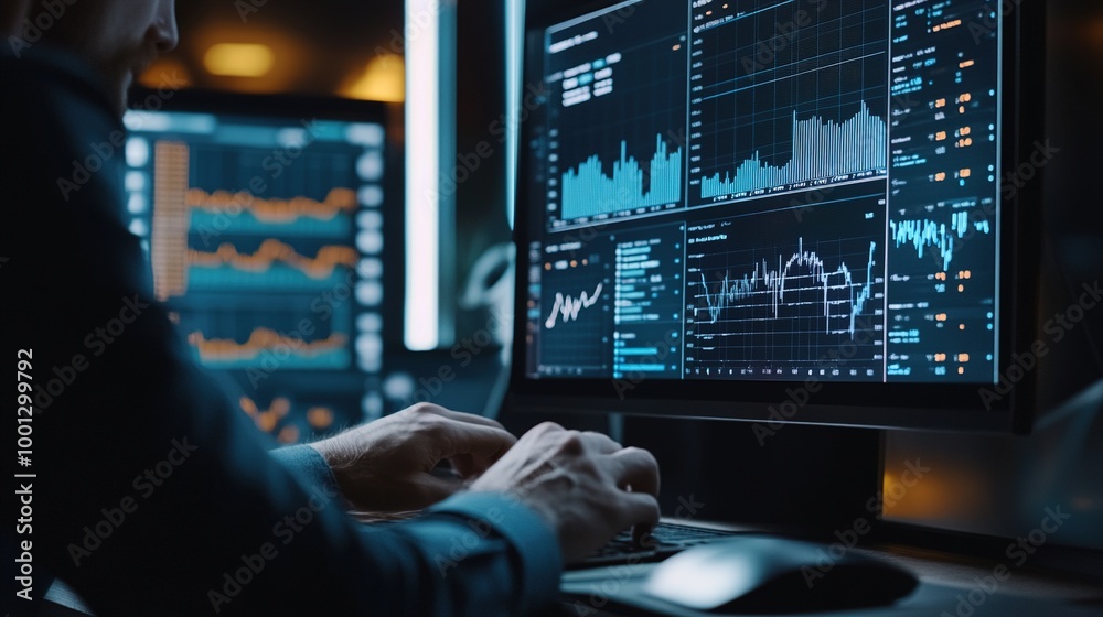 Business Analyst Working on Report with Charts Business Analyst Working on Report with Charts