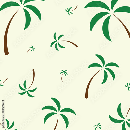 Palm coconut tree seamless pattern for use as wrapping paper gift or wallpaper and printing, world coconut day theme