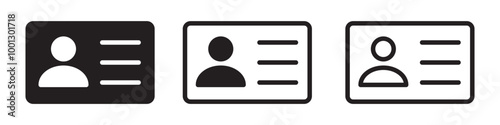 ID Card icon. Employee clerk card, driver license, Identification card, staff identification card symbol. Design for website and mobile app.