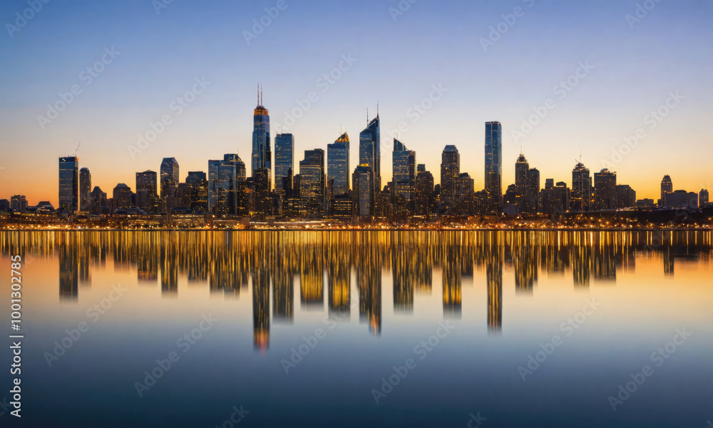 Obraz premium The Seattle skyline reflects in the water at sunrise