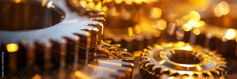 Close-up of metallic gears interlocked, representing industry and mechanics. Close-up of metallic gears interlocked, representing industry and mechanics.