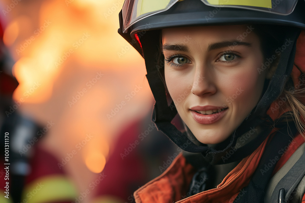 Young White Female Firefighter Smiling Young White Female Firefighter Smiling