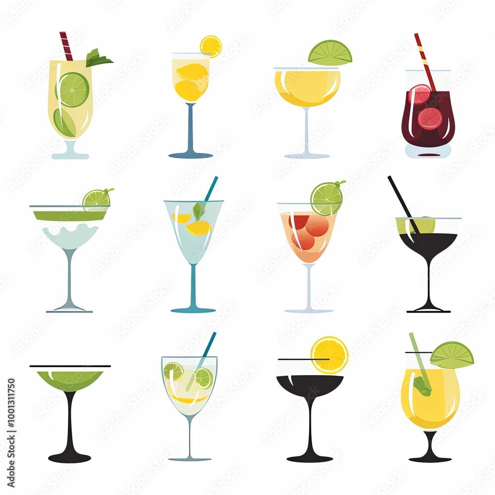 Cocktail day in black and white icon style on white background Cocktail day in black and white icon style on white background