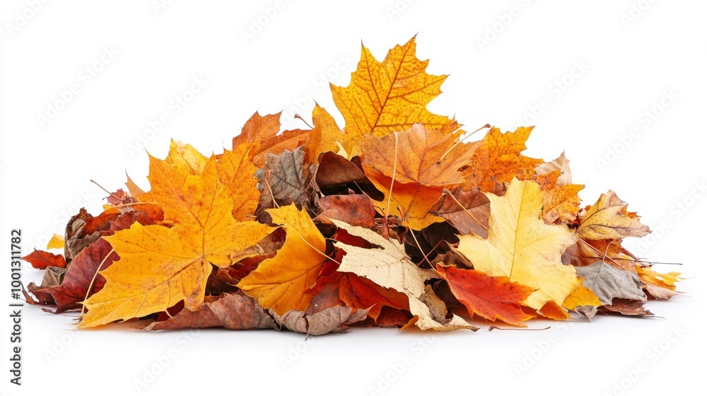 Pile of colorful autumn leaves isolated on white background. Pile of colorful autumn leaves isolated on white background.