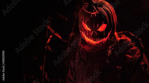 Red pumpkin guy on black background