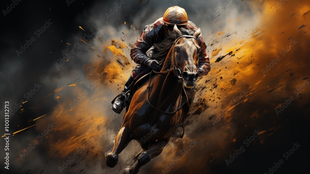 Fototapeta premium a jockey riding the horse.
