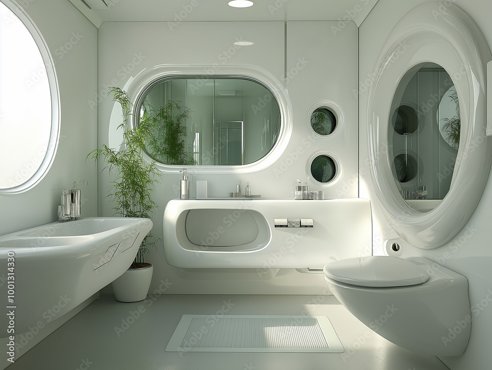 Clean bathroom and beautiful decoration. generative AI Clean bathroom and beautiful decoration. generative AI