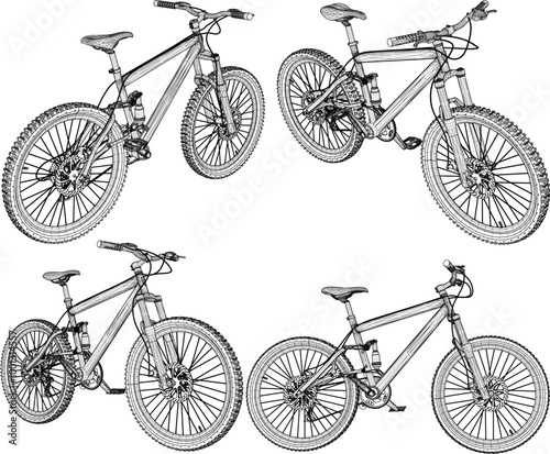 Vector sketch illustration silhouette design of transportation vehicle racing sport bicycle for cycling exercise