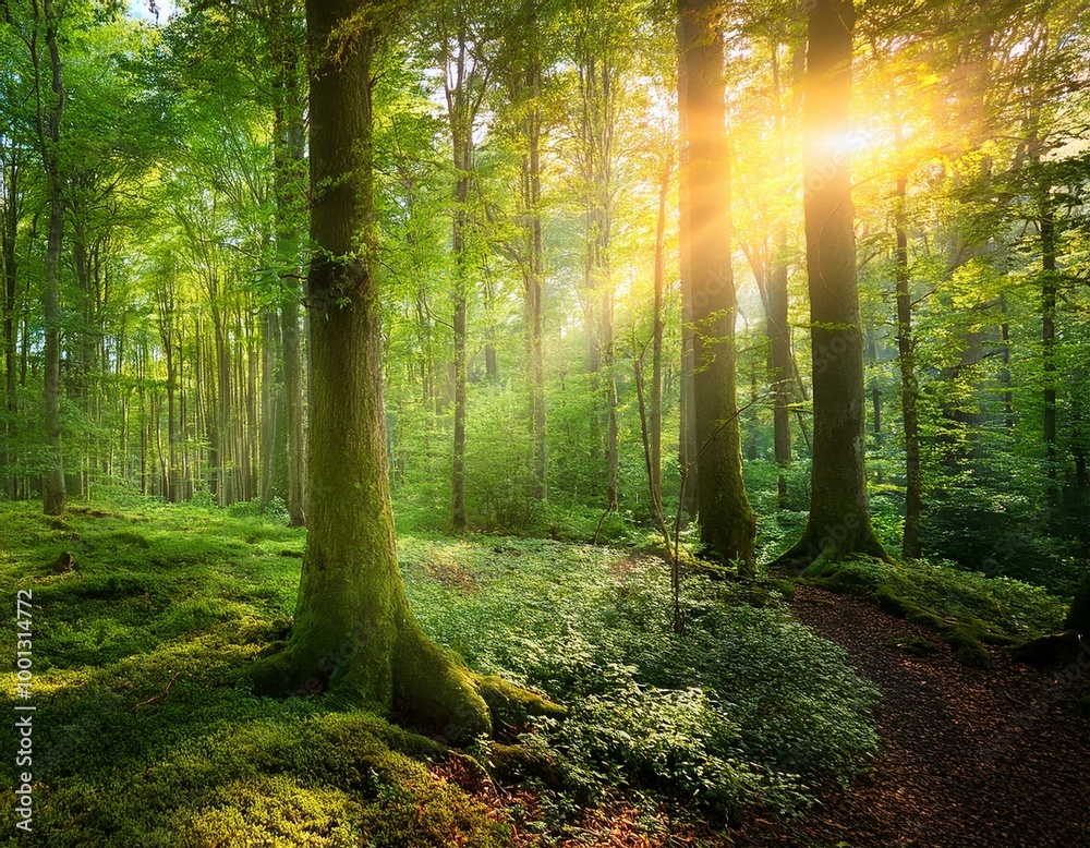 Naklejka premium 푸른 나무,햇빛과 자연