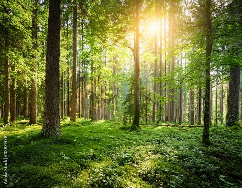 여름의 숲,푸른 나무