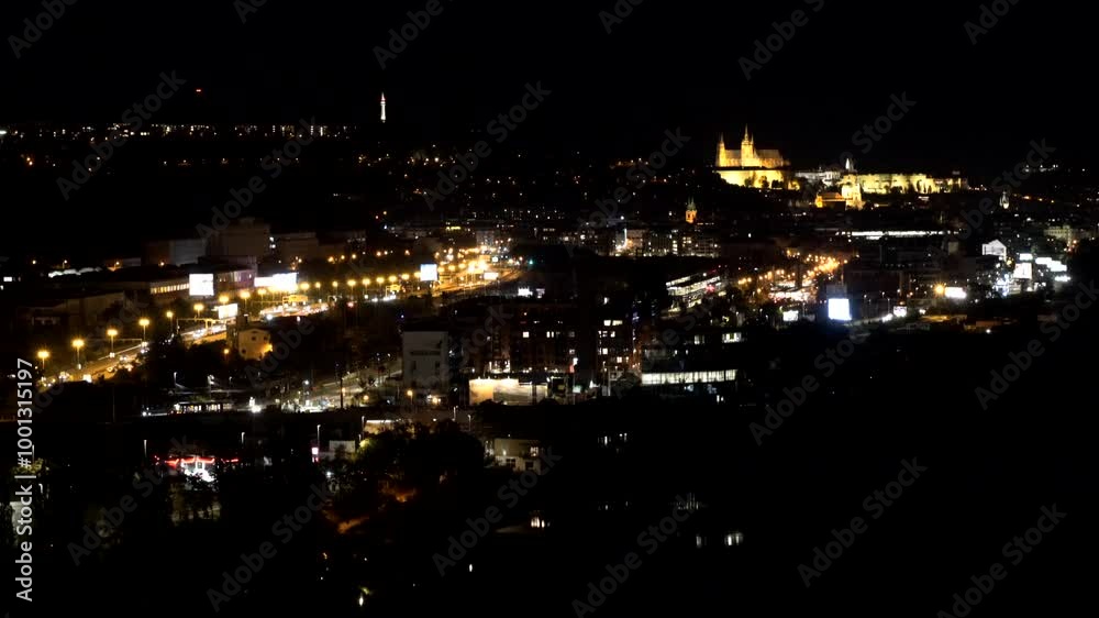 The illuminated highway winds through the bustling city, creating dynamic light trails The illuminated highway winds through the bustling city, creating dynamic light trails