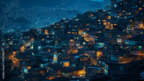 Favela in Rio Grande do Norte, Brazil, night photo