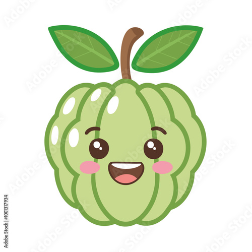 Sugar Apple Fruit Cute Cartoon Fresh Animation Kawaii Healthy Character
