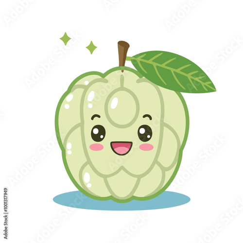 Sugar Apple Fruit Cute Cartoon Fresh Animation Kawaii Healthy Character
