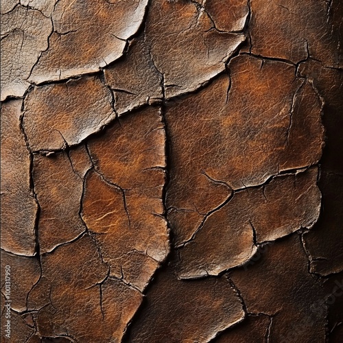 Cracked brown leather texture background