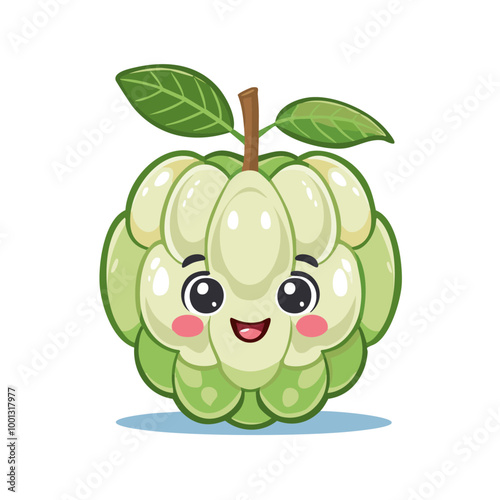 Sugar Apple Fruit Cute Cartoon Fresh Animation Kawaii Healthy Character
