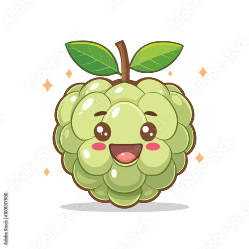 Sugar Apple Fruit Cute Cartoon Fresh Animation Kawaii Healthy Character
