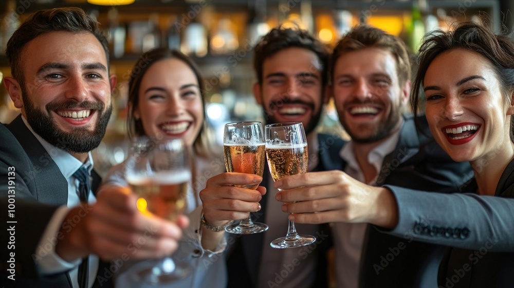 Business Team Celebrating with Cheers at Event Business Team Celebrating with Cheers at Event