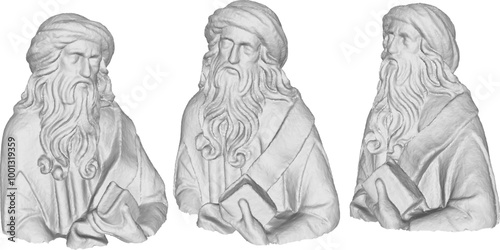 Vector sketch illustration silhouette design statue philosopher thinker roman greek classic vintage ethnic europe
