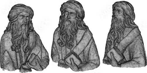 Vector sketch illustration silhouette design statue philosopher thinker roman greek classic vintage ethnic europe