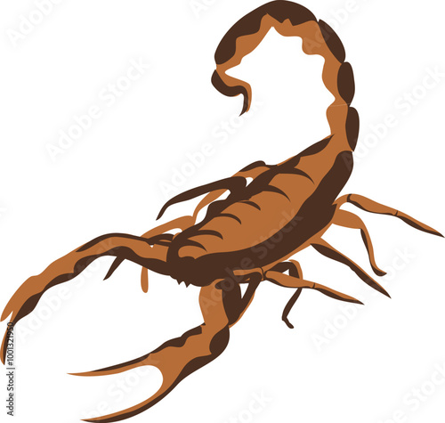 alacran which is translated as Scorpiones. Brown scorpio with stinger. 