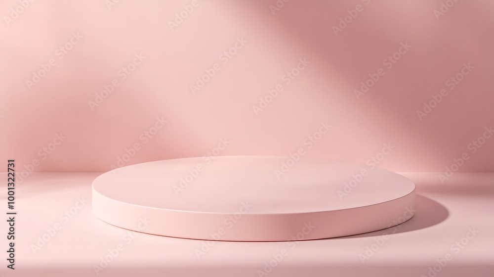Pink circular pedestal on a soft background Pink circular pedestal on a soft background