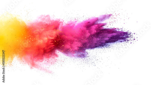 Colorful powder explosion on white background. ,Colorful paint splashes and powder explosion on white background