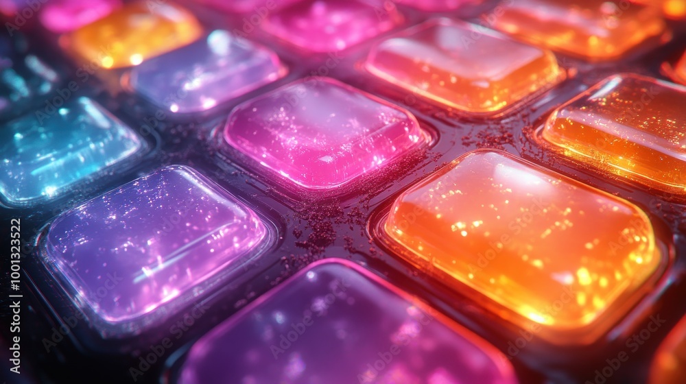 Colorful glowing buttons with a futuristic design. Colorful glowing buttons with a futuristic design.
