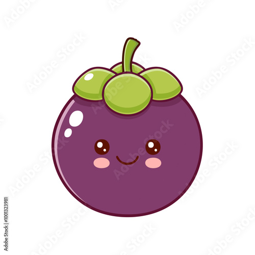 Mangosteen Fruit Cute Cartoon Fresh Animation Kawaii Healthy Character
