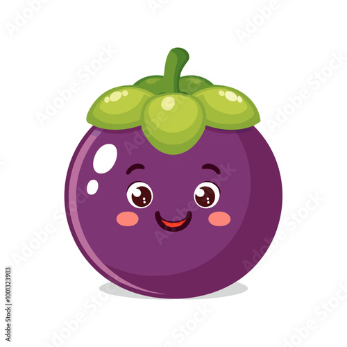 Mangosteen Fruit Cute Cartoon Fresh Animation Kawaii Healthy Character
