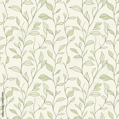 Cute Vector Line Graphics of Plants in Pale Green Lines - High-Resolution PDF Vectors 