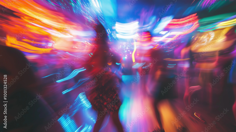 long exposure with motion blur light trail of people at party long exposure with motion blur light trail of people at party