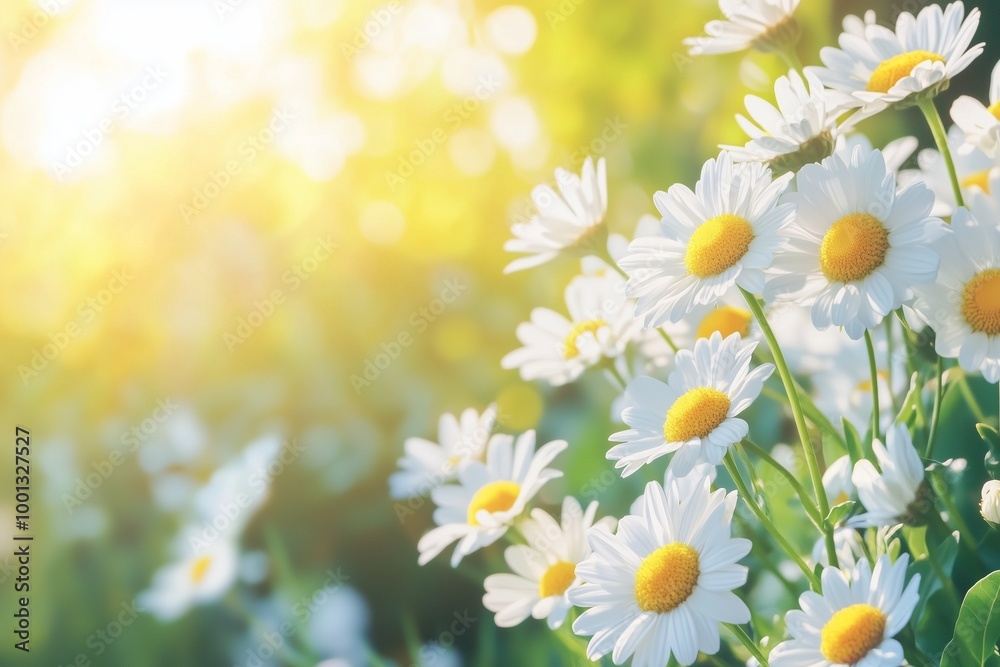 A cluster of bright daisies in full bloom, their cheerful faces reaching toward the sun in a sunny garden. A cluster of bright daisies in full bloom, their cheerful faces reaching toward the sun in a sunny garden.