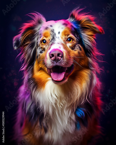 Gift a friend a multicolor Australian Shepherd watercolor with a delightful Unique Artwork