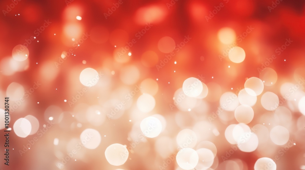 Obraz premium Sparkling Red Bokeh Lights Background. Festive Holiday Abstract Texture