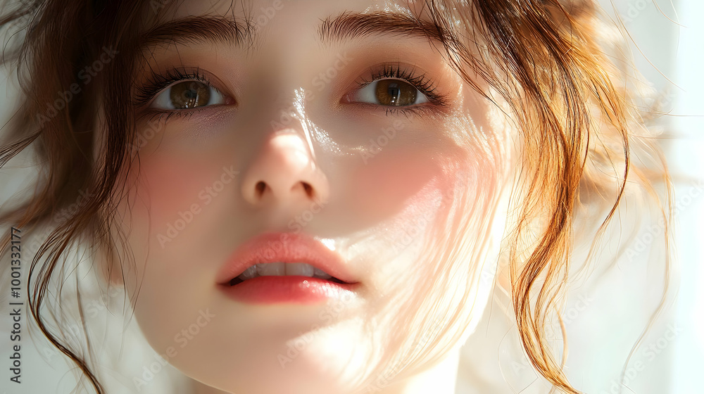 Close-Up Portrait of a Woman with Red Hair and Soft Lighting Close-Up Portrait of a Woman with Red Hair and Soft Lighting