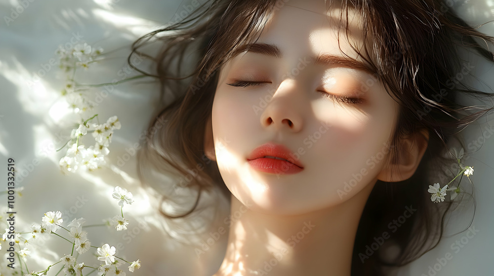 Sleeping Beauty with Flowers and Soft Light Sleeping Beauty with Flowers and Soft Light