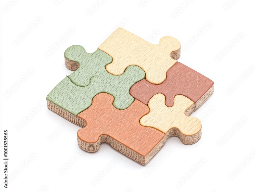 Fototapeta premium Puzzle toys on solid white background, single object