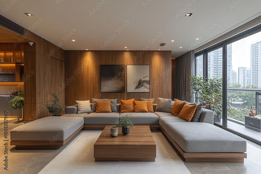 wooden wall design features modern paneling with a rich walnut texture harmonizing with a contemporary interior that exudes warmth and sophistication wooden wall design features modern paneling with a rich walnut texture harmonizing with a contemporary interior that exudes warmth and sophistication