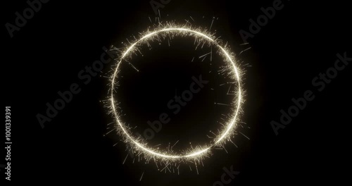 Wallpaper Mural A sparkling firework sparkler forming a circle shape on a dark black background with alpha Torontodigital.ca