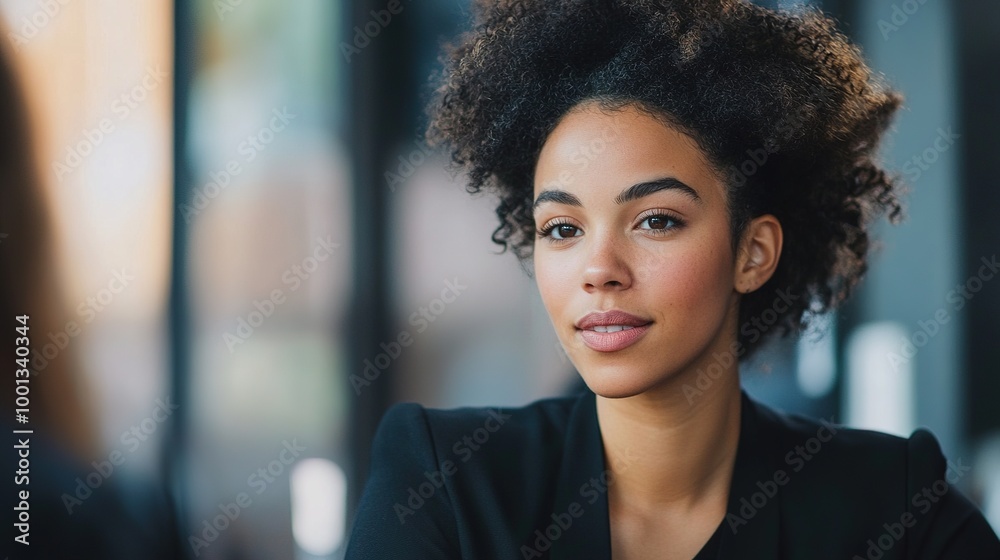 Fototapeta premium Confident Young Businesswoman Engaging in Discussion