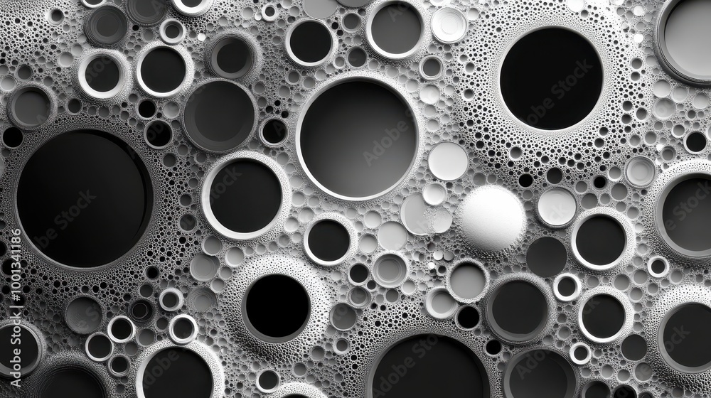 A complex pattern of overlapping circles in various shades of gray, creating a mesmerizing abstract design A complex pattern of overlapping circles in various shades of gray, creating a mesmerizing abstract design