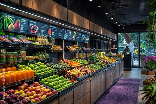 Fototapeta Naklejka Na Ścianę i Meble -  A grocery store with a large selection of fruits and vegetables