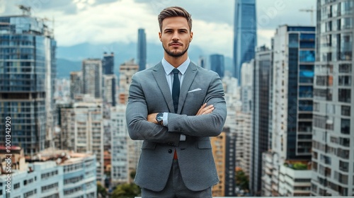 Confident Young Entrepreneur in Cityscape