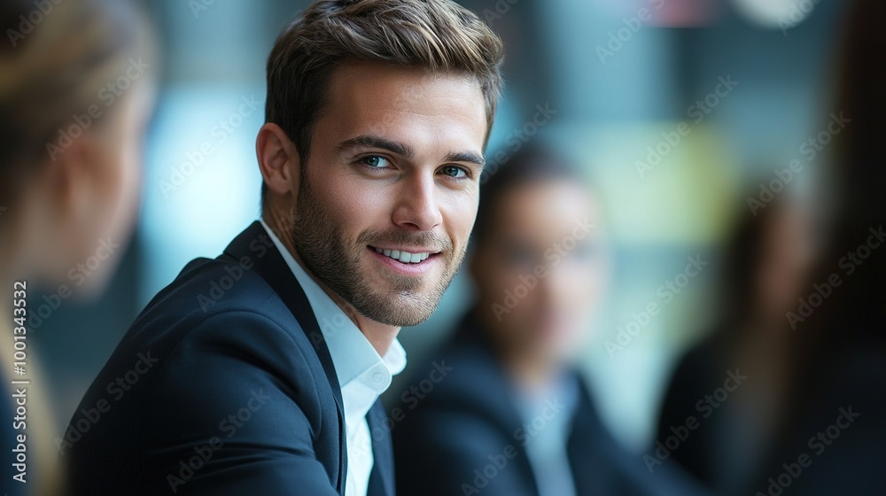 Confident Young Man Discussing Strategies in Meeting Confident Young Man Discussing Strategies in Meeting