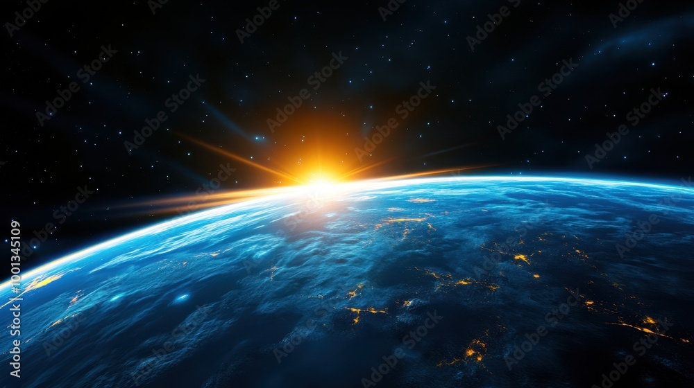 Fototapeta premium Stunning Satellite View of Earth at Sunrise