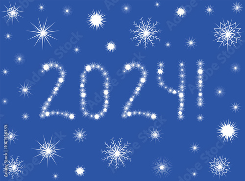 Wallpaper Mural Beautiful happy new year decorative card with 2024 number made of snowflakes Torontodigital.ca