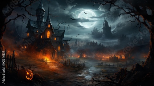 Halloween night scene