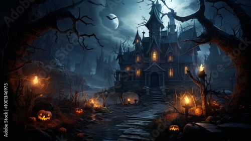 Halloween night scene