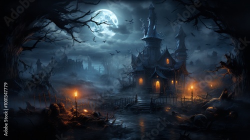 Halloween night scene